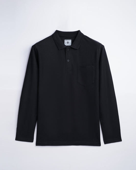 Polo Full Sleeve Pocket Unisex Black