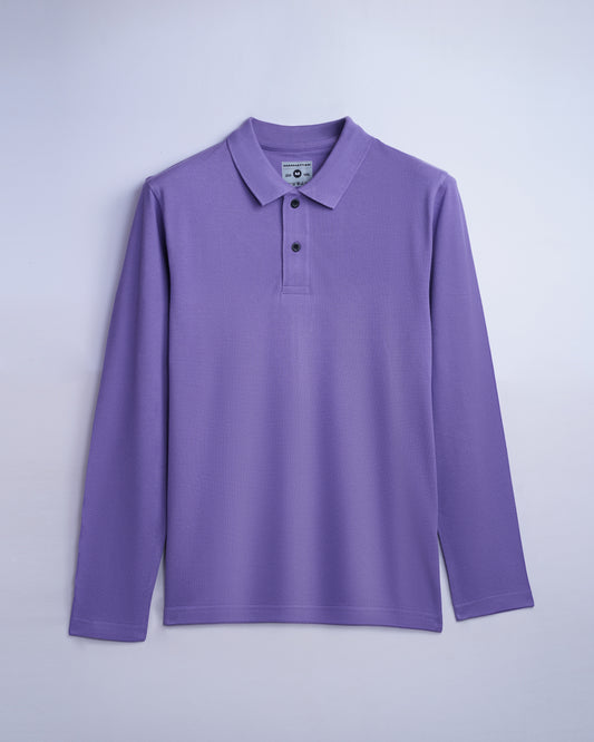 Cotton Polo Full Sleeve Unisex Lavender Without Pocket