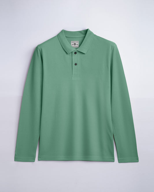 Cotton Polo Full Sleeve Unisex Olive Green Without Pocket