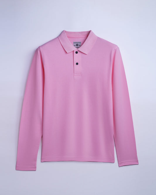 Cotton Polo Full Sleeve Unisex Light Pink Without Pocket