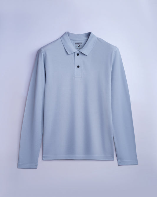 Cotton Polo Full Sleeve Unisex Pearl Grey Without Pocket