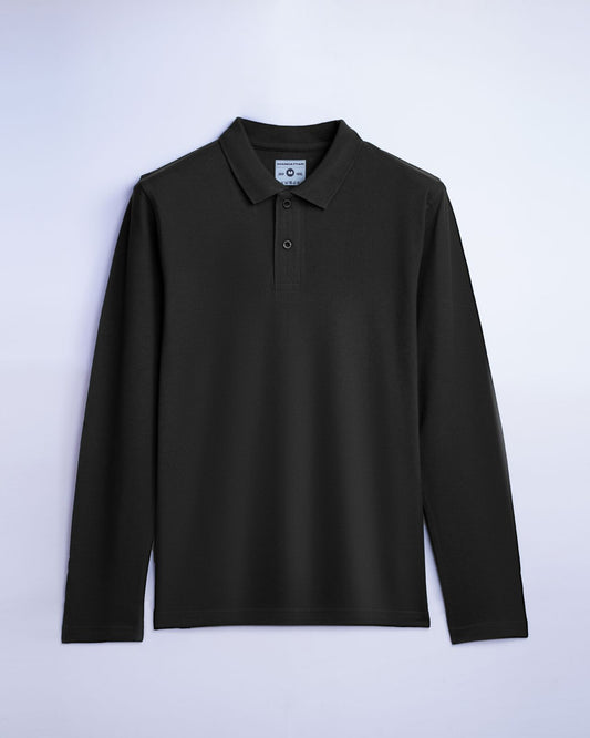 Cotton Polo Full Sleeve Unisex Black Without Pocket