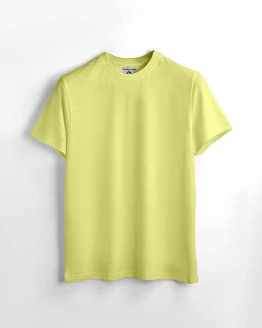 Basic Regular Fit T Shirts Unisex Pastel Yellow