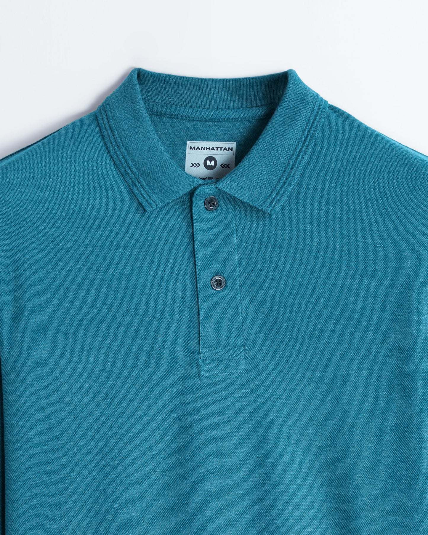 Polo Full Sleeve Unisex Teal Blue Without Pocket