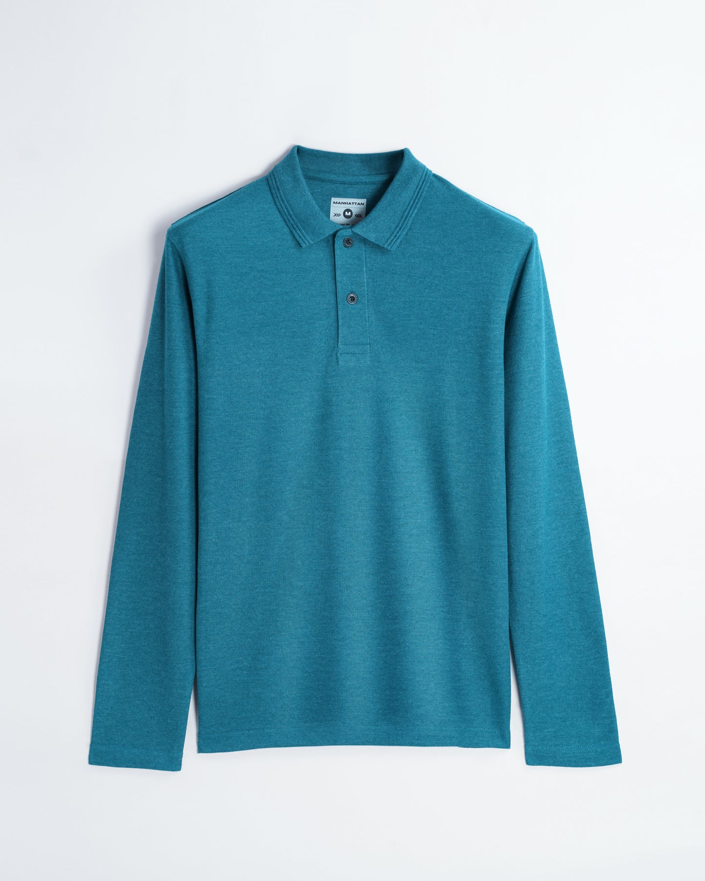 Polo Full Sleeve Unisex Teal Blue Without Pocket