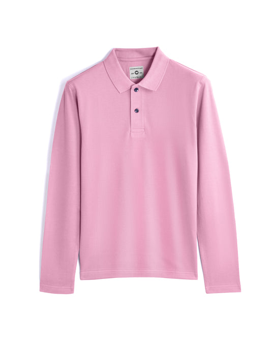 Cotton Polo Full Sleeve Unisex Bubble Gum Pink Without Pocket