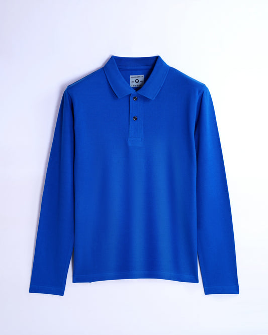 Cotton Polo Full Sleeve Unisex Royal Blue Without Pocket