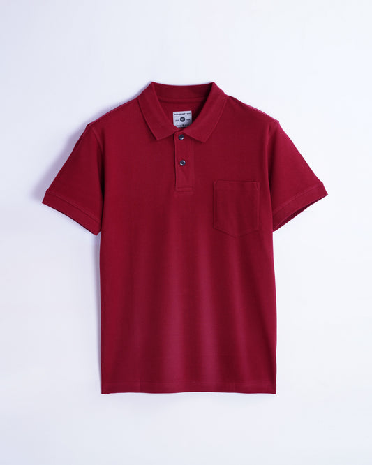 Pure Cotton Polo Pocket T shirts (Burgundy)