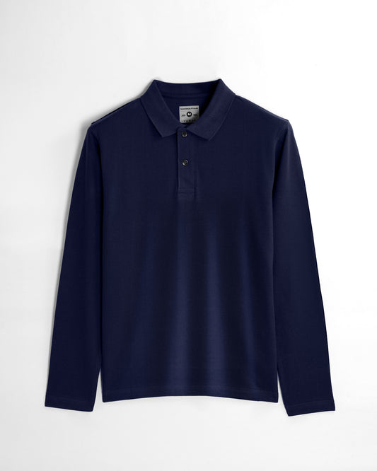 Cotton Polo Full Sleeve Unisex Navy Without Pocket