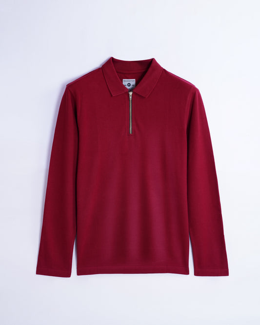 Polo Full Sleeve Zipper Burgundy Unisex