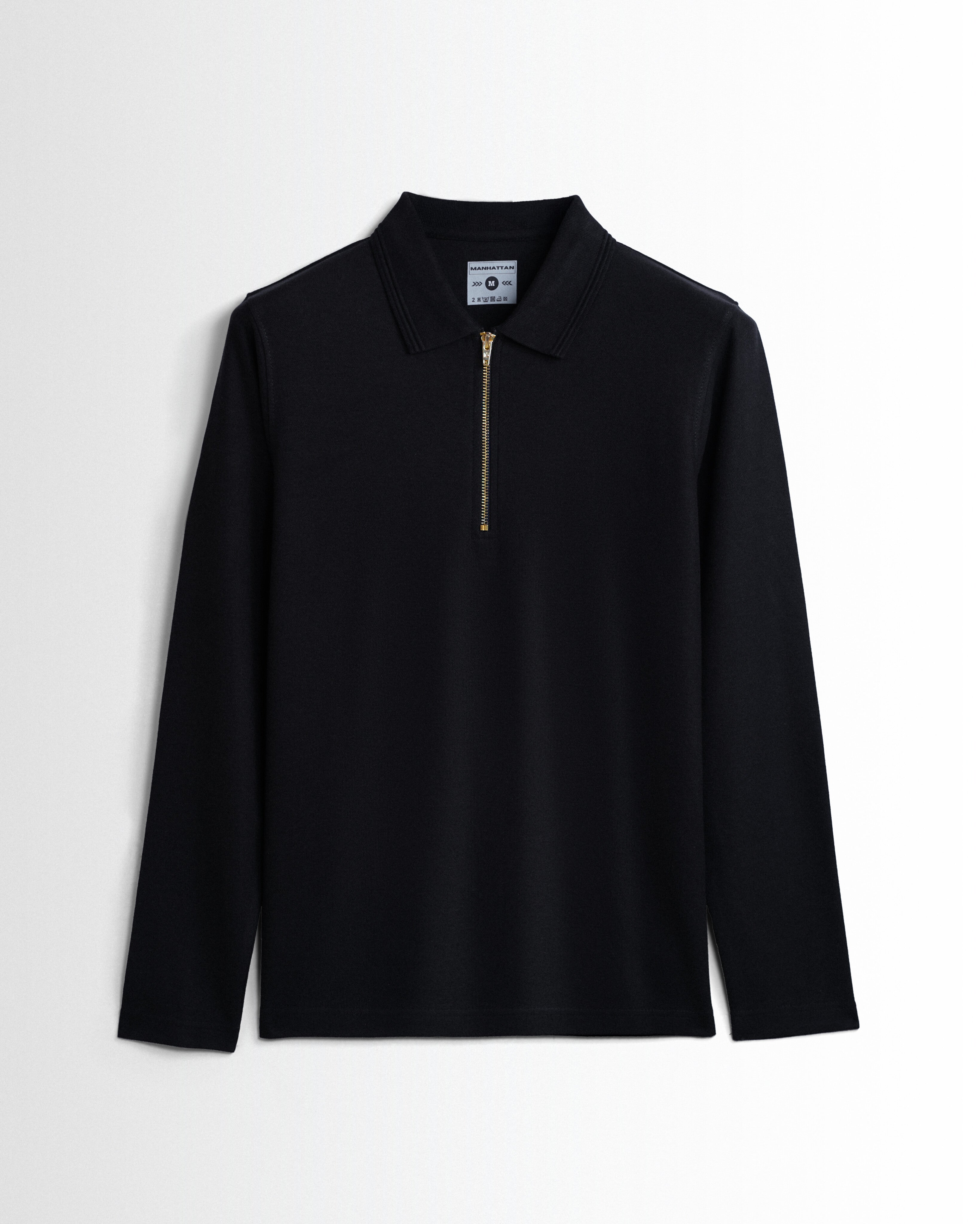 Zeeper Polo Full Sleeve Zipper Black Unisex – Pitshirts