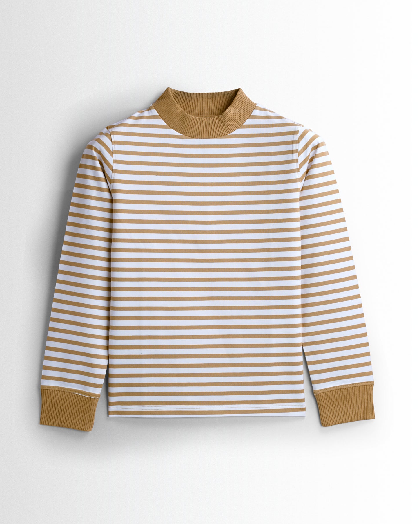 Womens Hineck Striped Sweatshirts (Beige/White)