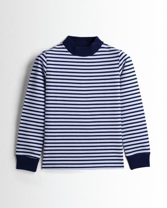 Womens Hineck Striped Sweatshirts (Navy/White)