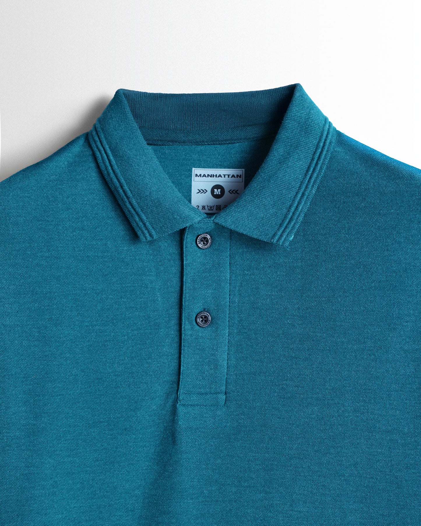 Rich in Cotton Polo Plain T Shirts (Teal Blue Melange) Without Pocket