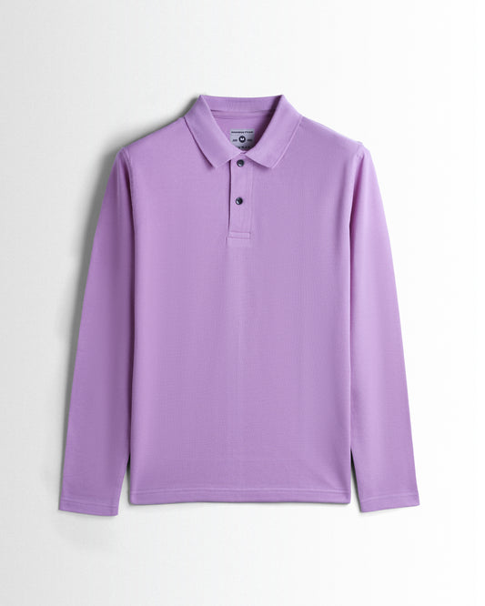 Cotton Polo Full Sleeve Unisex Lilac Without Pocket