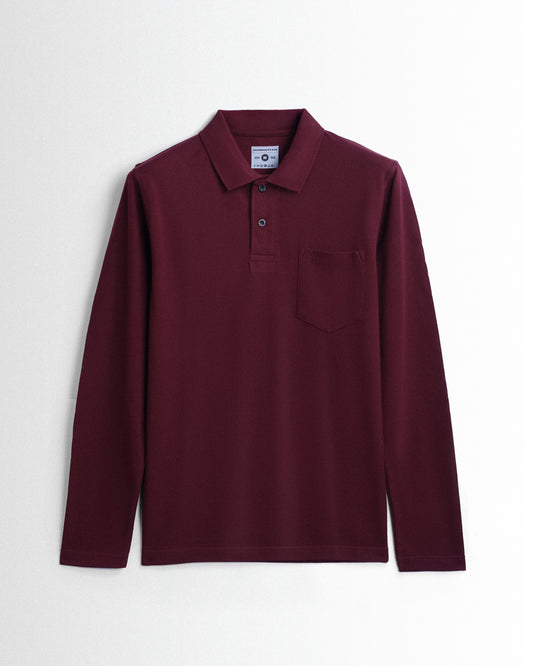 Cotton Polo Full Sleeve Pocket Unisex Maroon