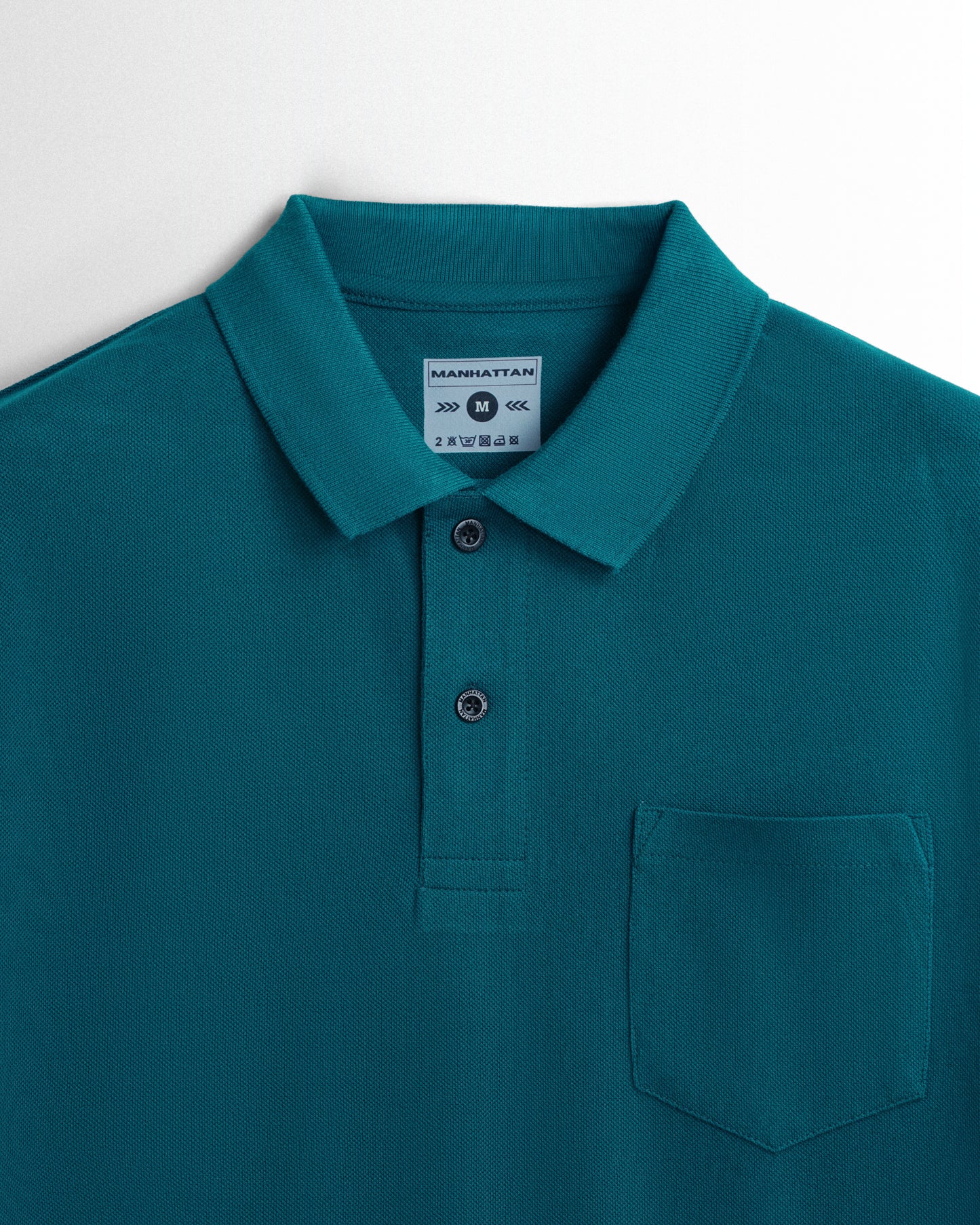 Cotton Polo Full Sleeve Pocket Unisex Teal Green