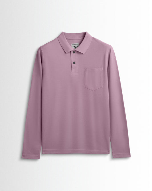 Cotton Polo Full Sleeve Pocket Unisex Soft Berry