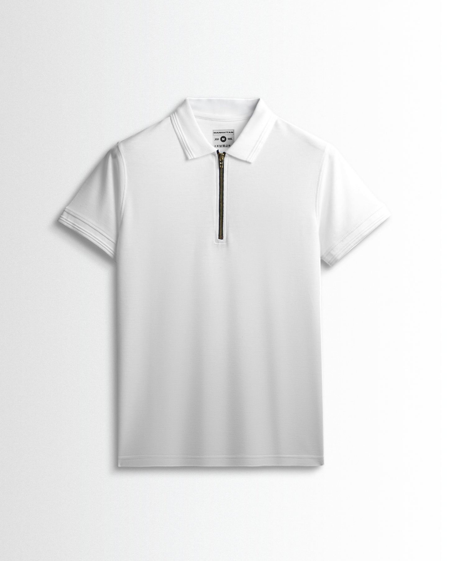 Polo Zipper White T Shirts (Poly Cotton)