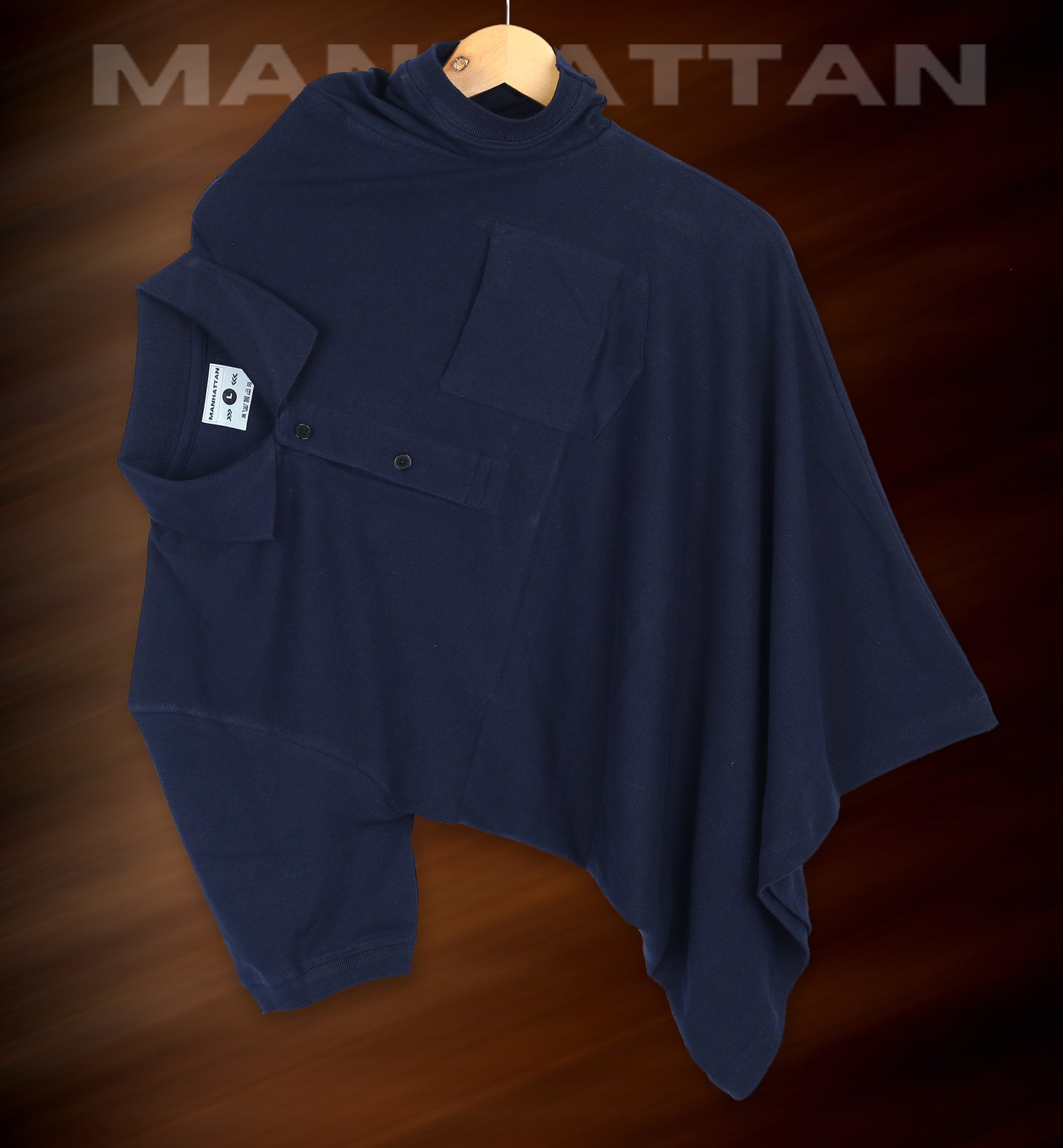 Pure Cotton Polo Pocket T Shirt (Navy) Manhattan