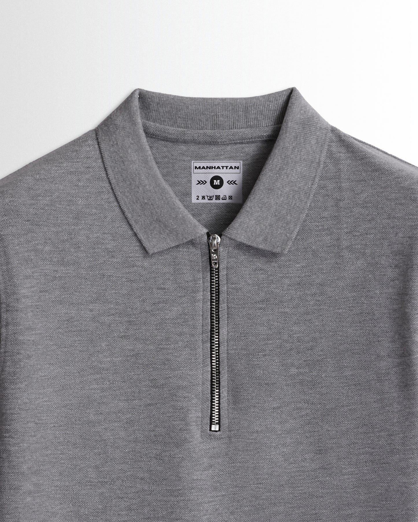 Polo Full Sleeve Silver Zipper Silver Grey Unisex