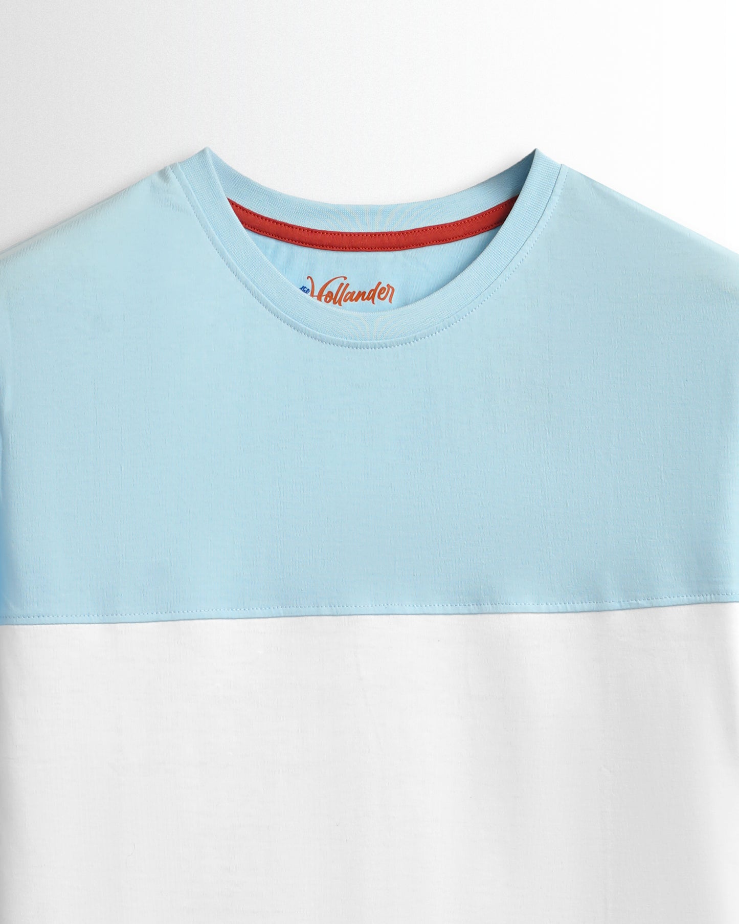 Round Neck Sky Blue/White Cut and Sew