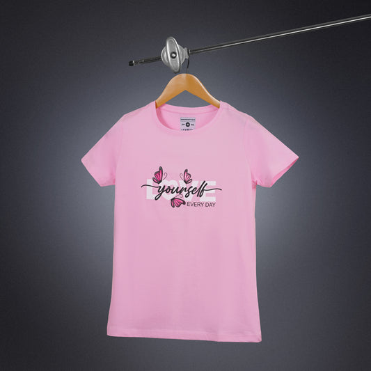 Womens Round Neck Regular Fit Cool Pink T Shirts