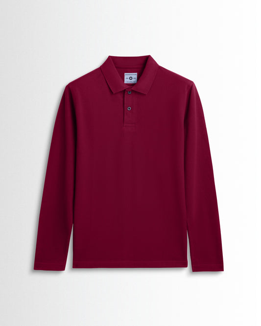 Cotton Polo Full Sleeve Unisex Wine Red Without Pocket