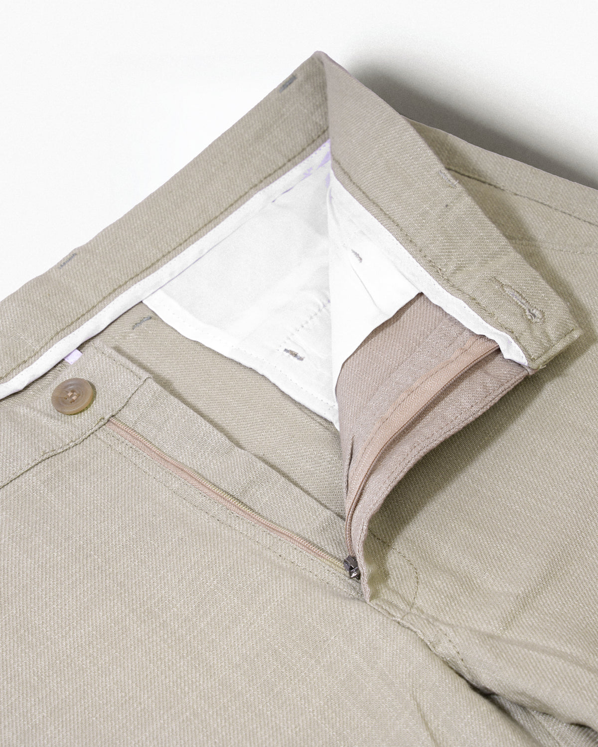 Cotton Casual Pants Beige Linen