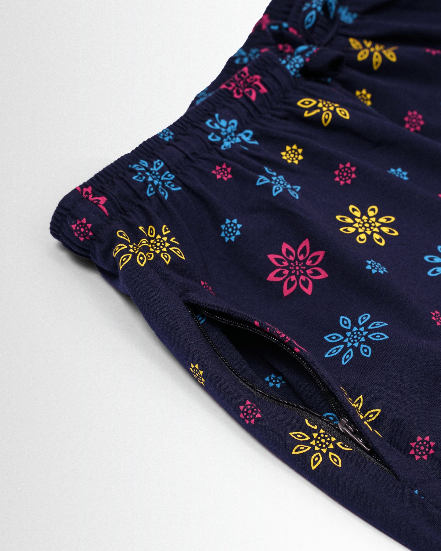 Women's Co ord set Navy Yellow Flower