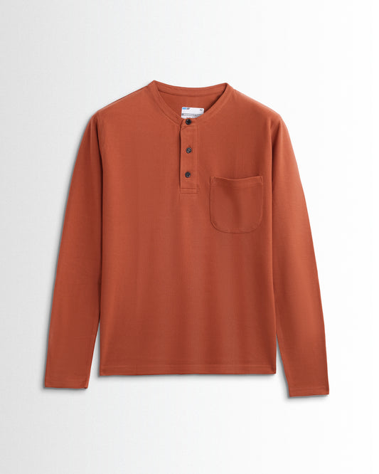 Henley Pocket Full Sleeve Rust