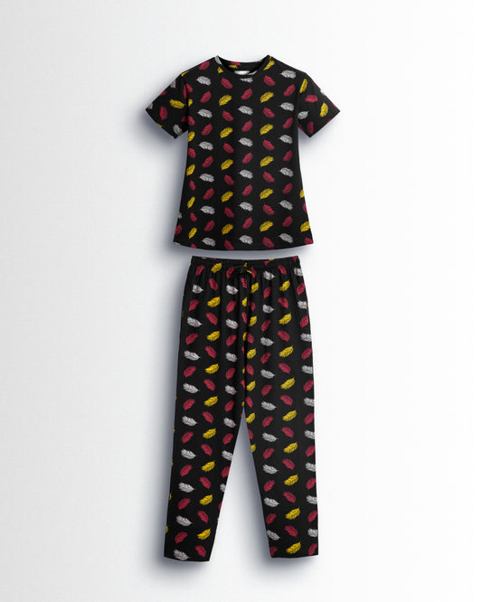 Women's Co ord set Black Leaf