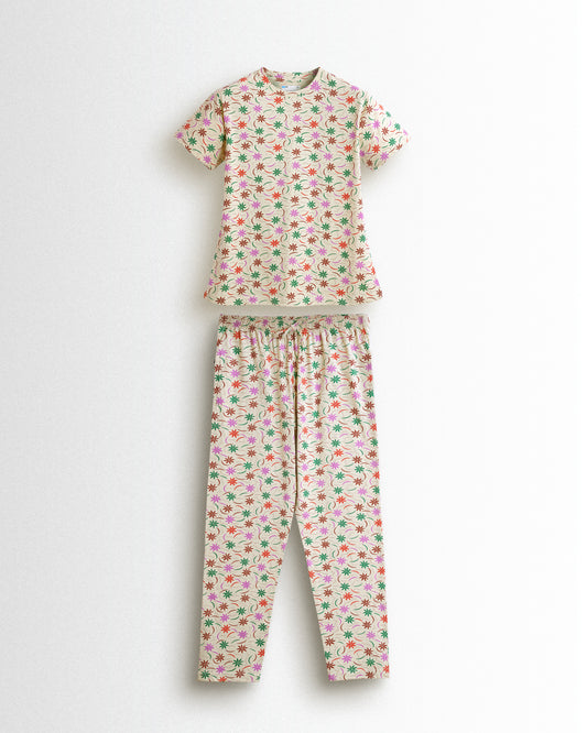 Women's Co Ord set Beach Pink Flowers