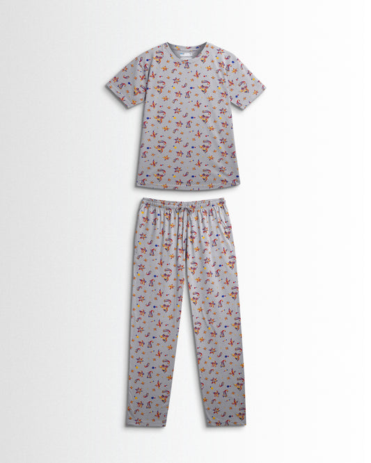 Women's Co ord set Grey Flower