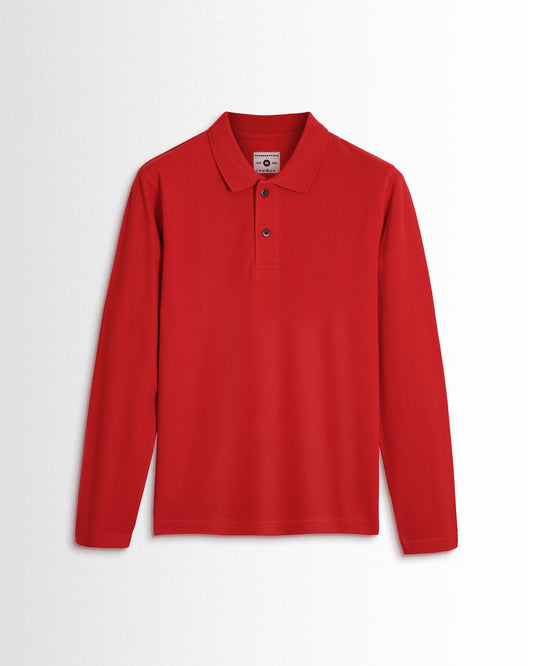 Cotton Polo Full Sleeve Unisex Red Without Pocket