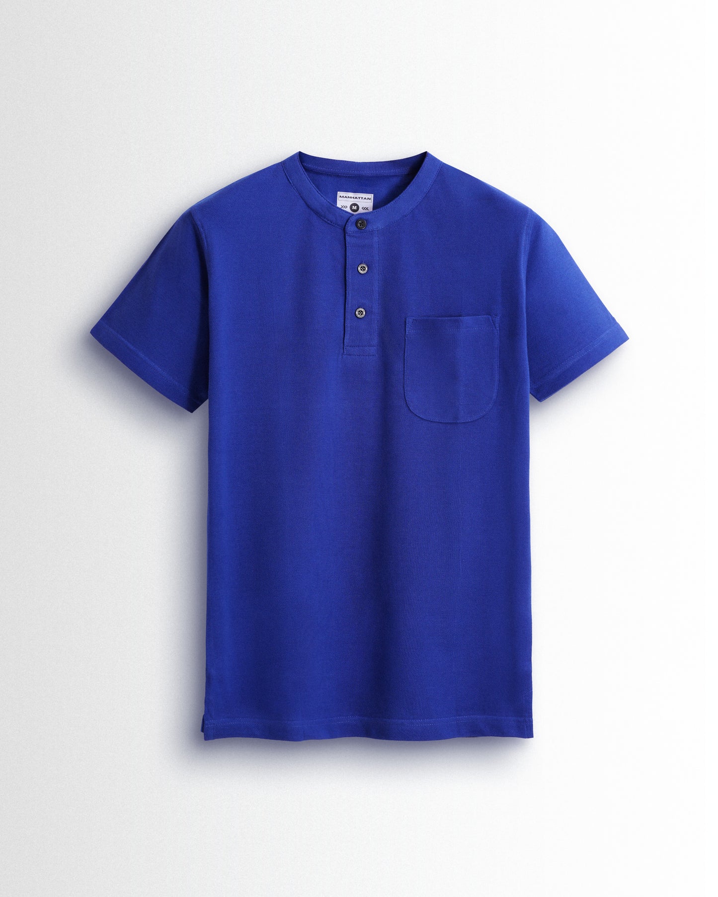 Pure Cotton Henley Pocket T shirts (Azure Blue)