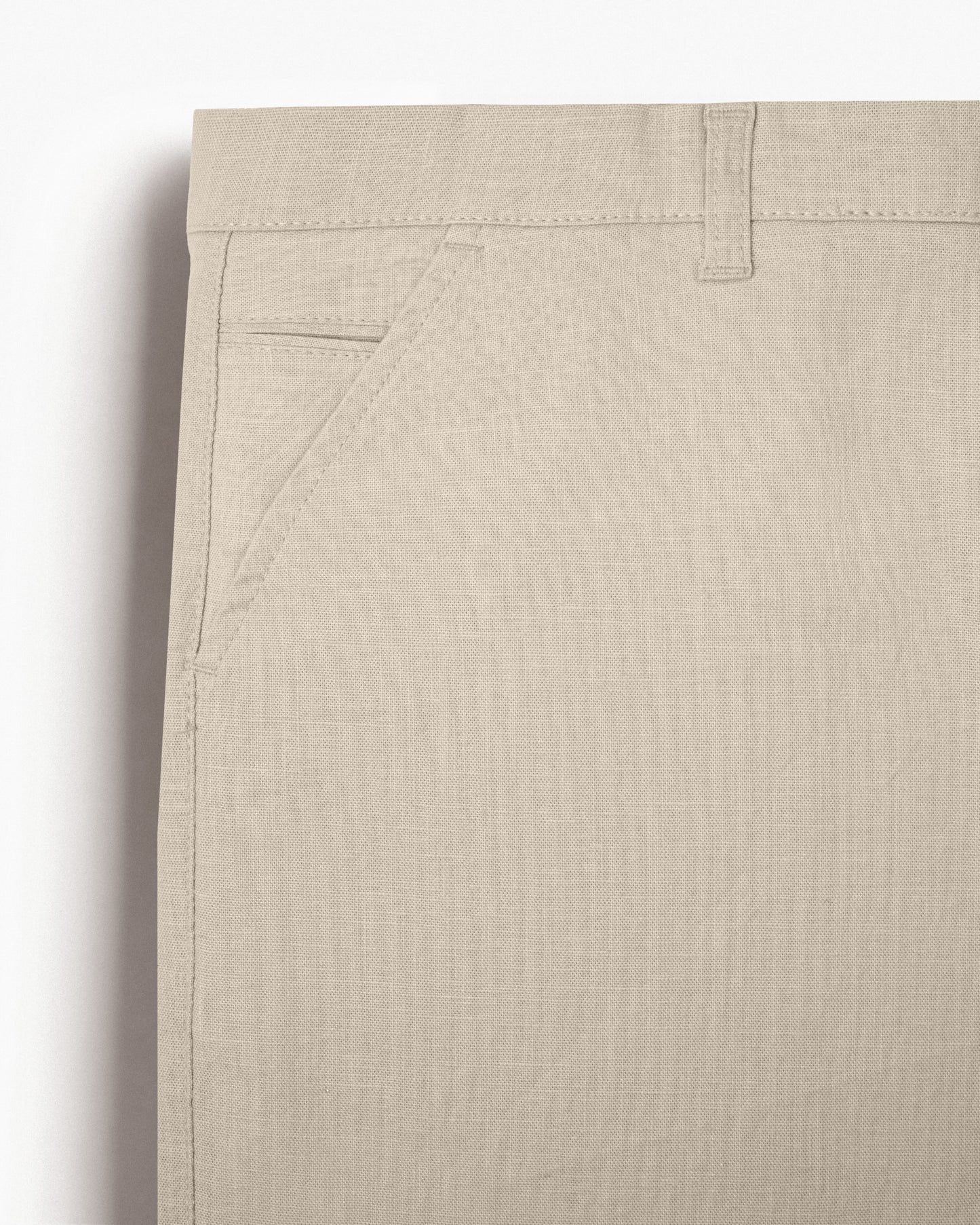 Cotton Casual Pants Light Beige Linen
