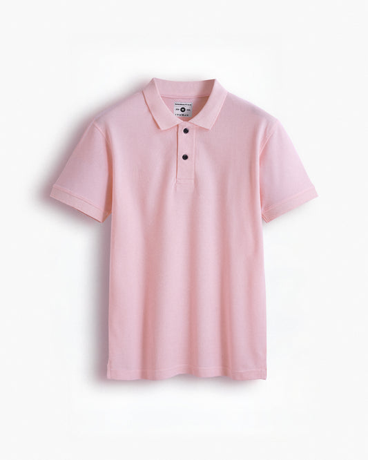 Pure Cotton Polo Plain T Shirts (Pearl Pink) Without Pocket