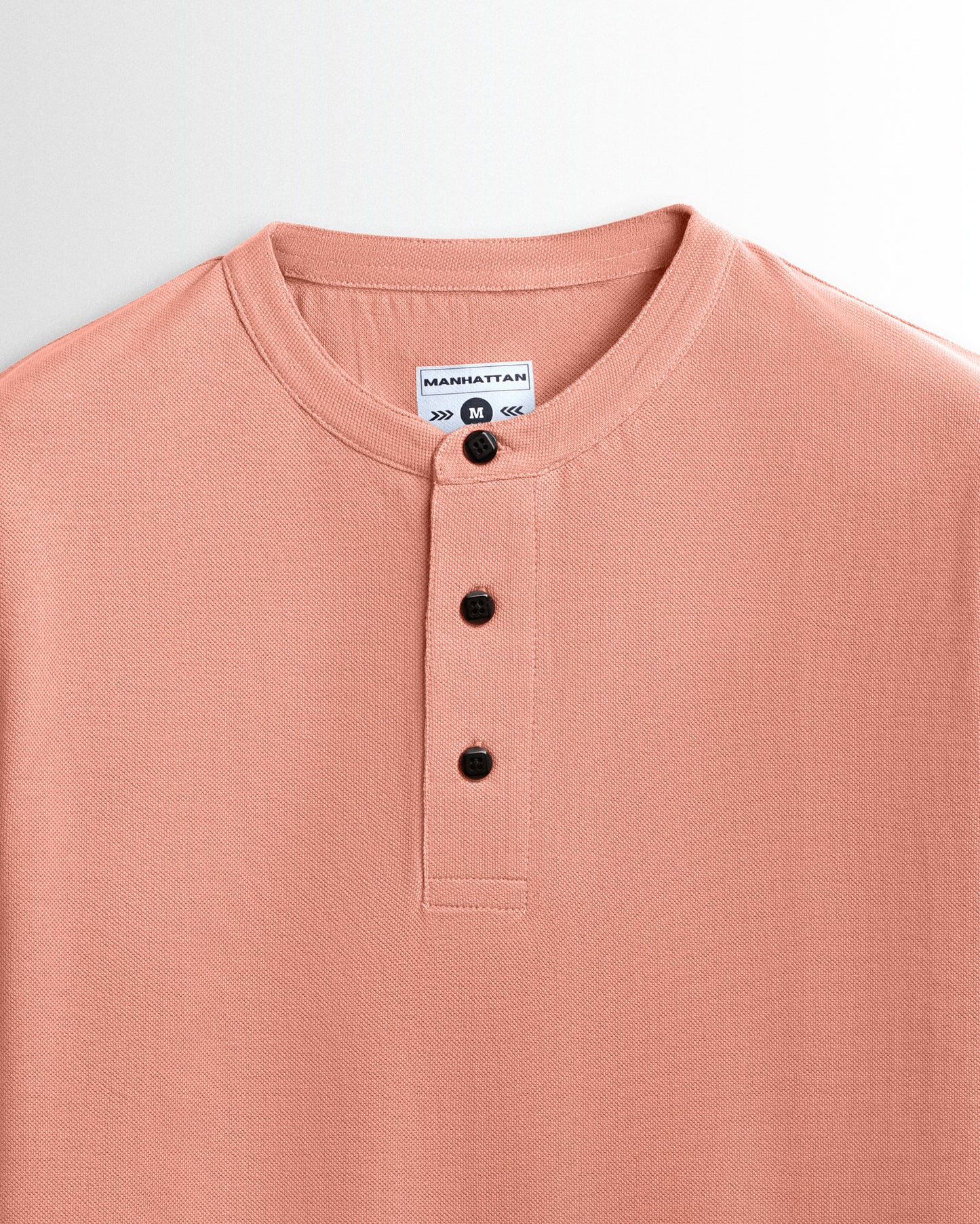 Pure Cotton Henley Without Pocket T shirts (Light Orange)
