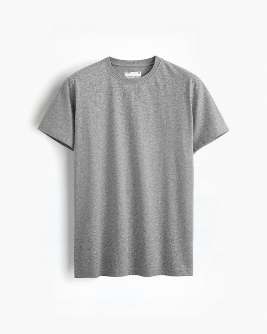 Basic Regular Fit T Shirts Unisex Silver Grey