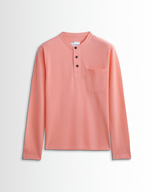 Henley Pocket Full Sleeve Light Orange