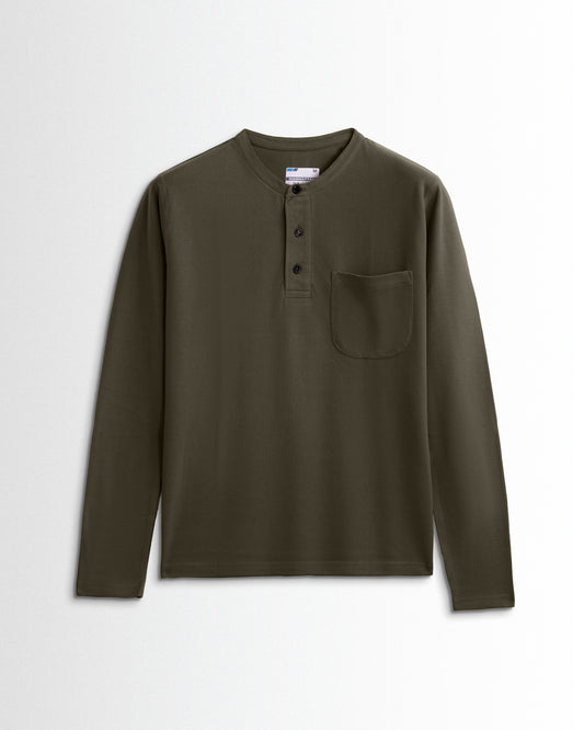Henley Pocket Full Sleeve Military Green