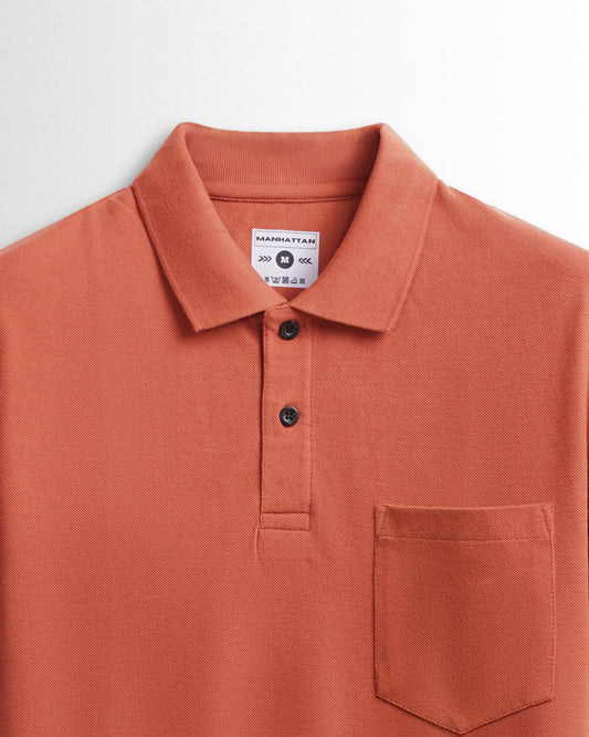 Pure Cotton Polo Pocket T Shirt (Rust)