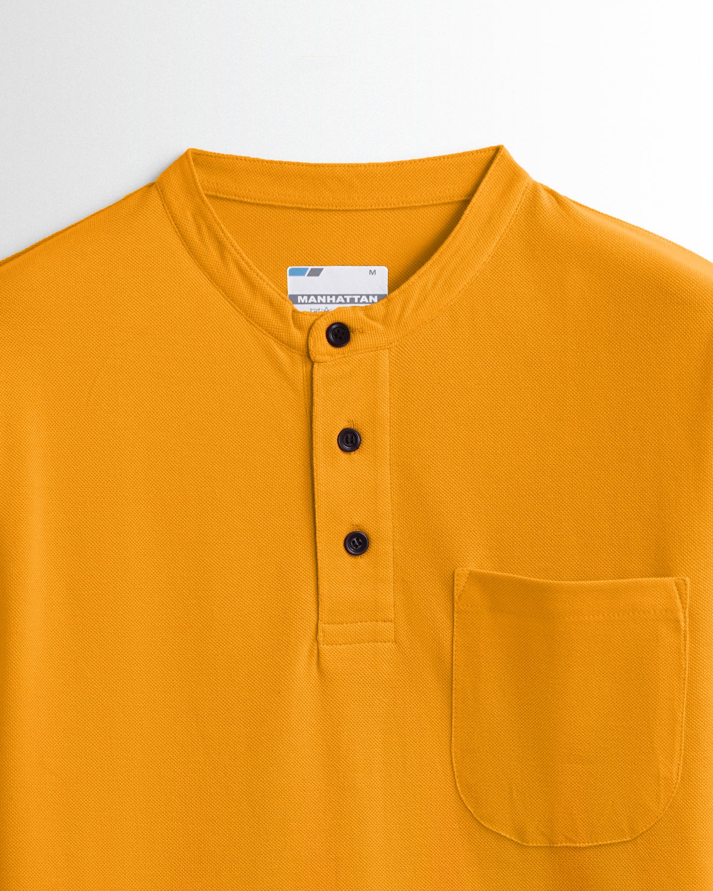 Henley Pocket Full Sleeve Golden Mustard
