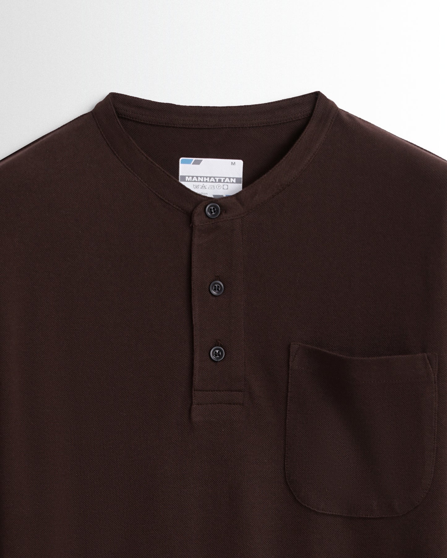 Henley Pocket Full Sleeve Coffee Brown