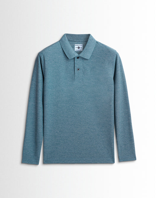 Active Wear Polo Full Sleeve Unisex Capri Blue Melange