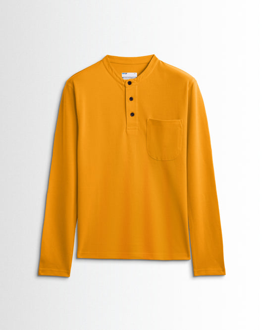 Henley Pocket Full Sleeve Golden Mustard