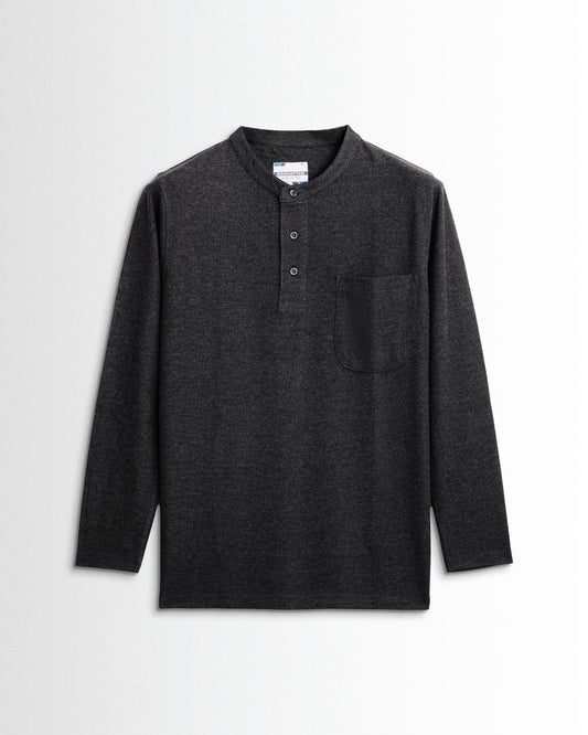 Henley Pocket Full Sleeve Dark Grey