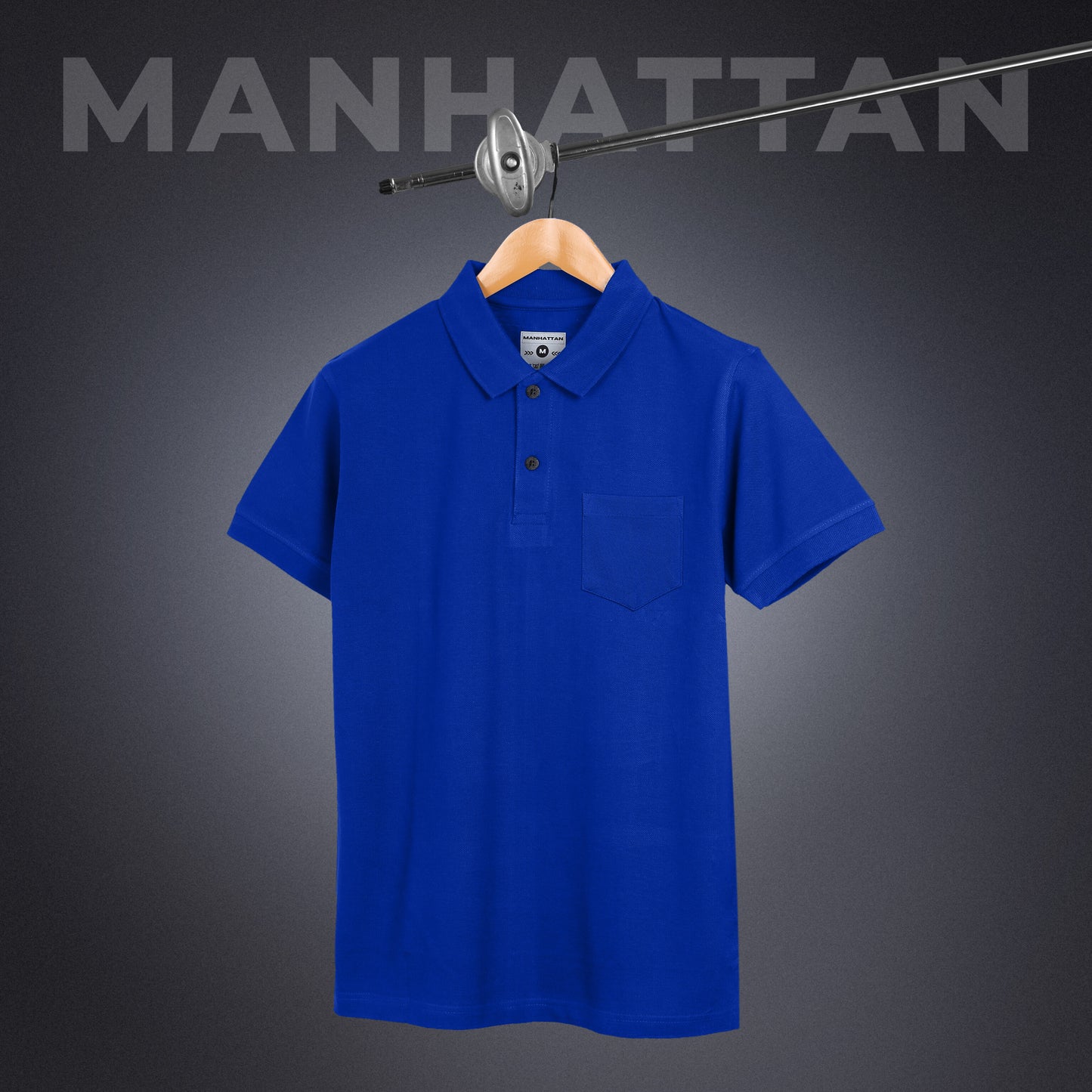 Pure Cotton Polo Pocket T Shirts (Azure Blue)