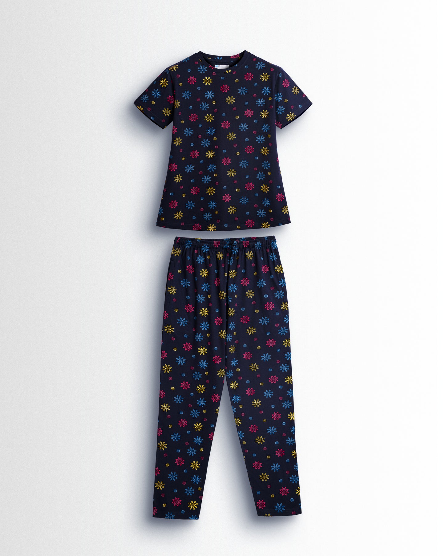 Women's Co ord set Navy Yellow Flower